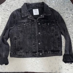 BLACK COTTON ON JEAN JACKET CROPPED